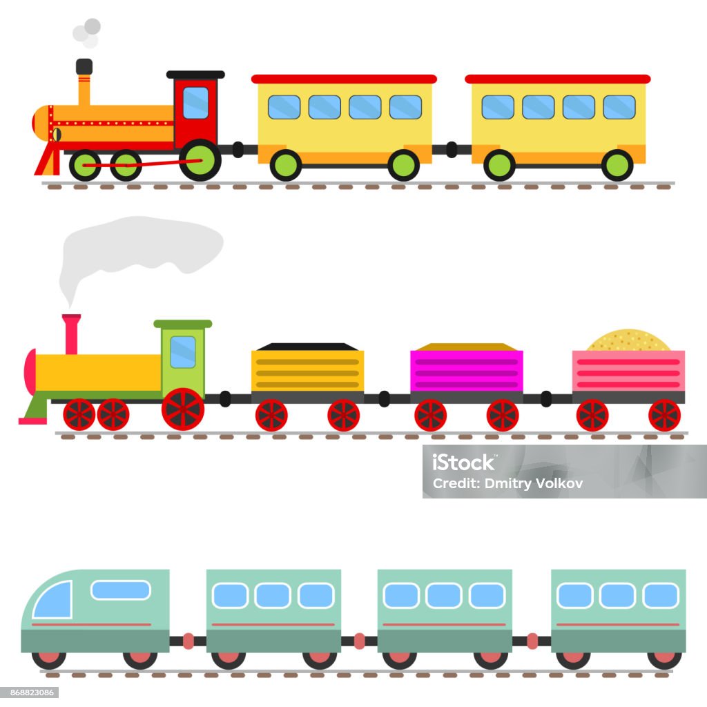 Cartoon Train Childrens Toy Train Railway Stock Illustration - Download  Image Now - Railroad Car, Cartoon, Drawing - Art Product - iStock