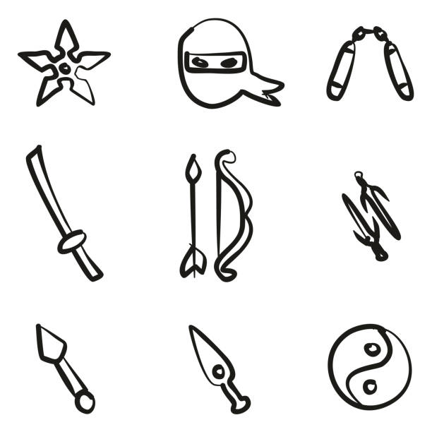Ninja Icons Freehand This image is a vector illustration and can be scaled to any size without loss of resolution. drawing of the shuriken stock illustrations