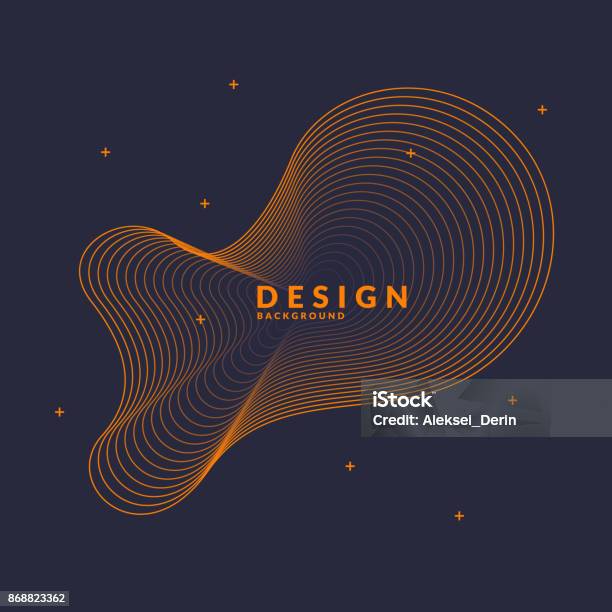 Vector Abstract Background With Dynamic Waves Stock Illustration - Download Image Now - Circle, Wave - Water, Single Line