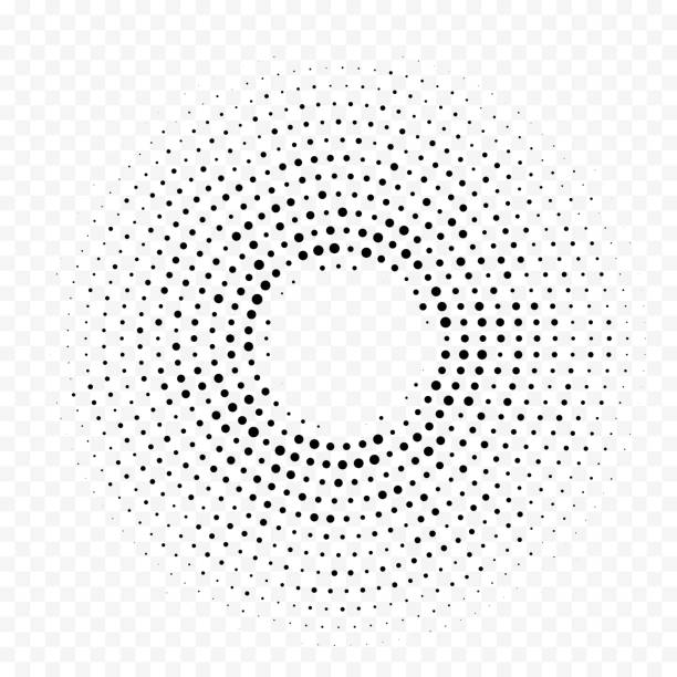 Circle dot halftone circular pattern vector white minimal gradient texture background Halftone circle dot pattern background. Vector seamless abstract dotted circular backdrop. White halftone minimal gradient with simple trendy graphic texture for technology interior design decor dotted line stock illustrations