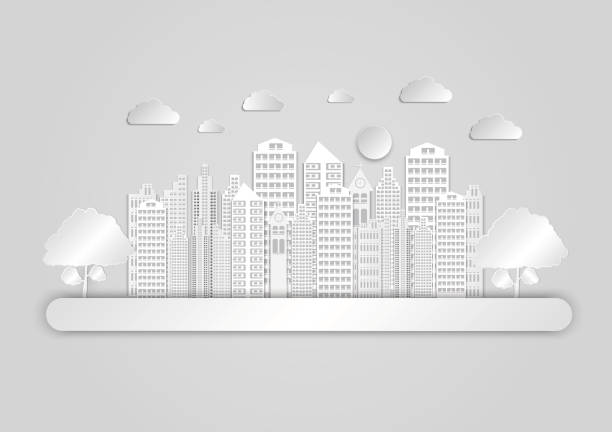 istock City White and gray color modern city paper art concept, Abstract background, vector illustration 868841204