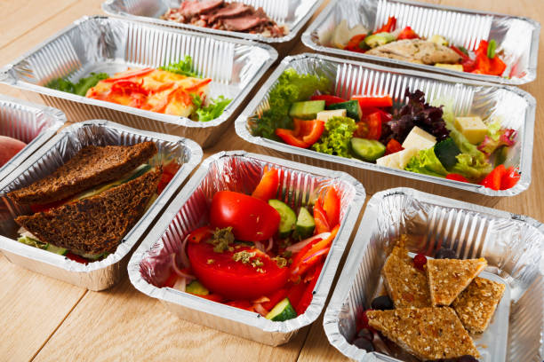 istock Healthy food in boxes, diet concept. 868841414
