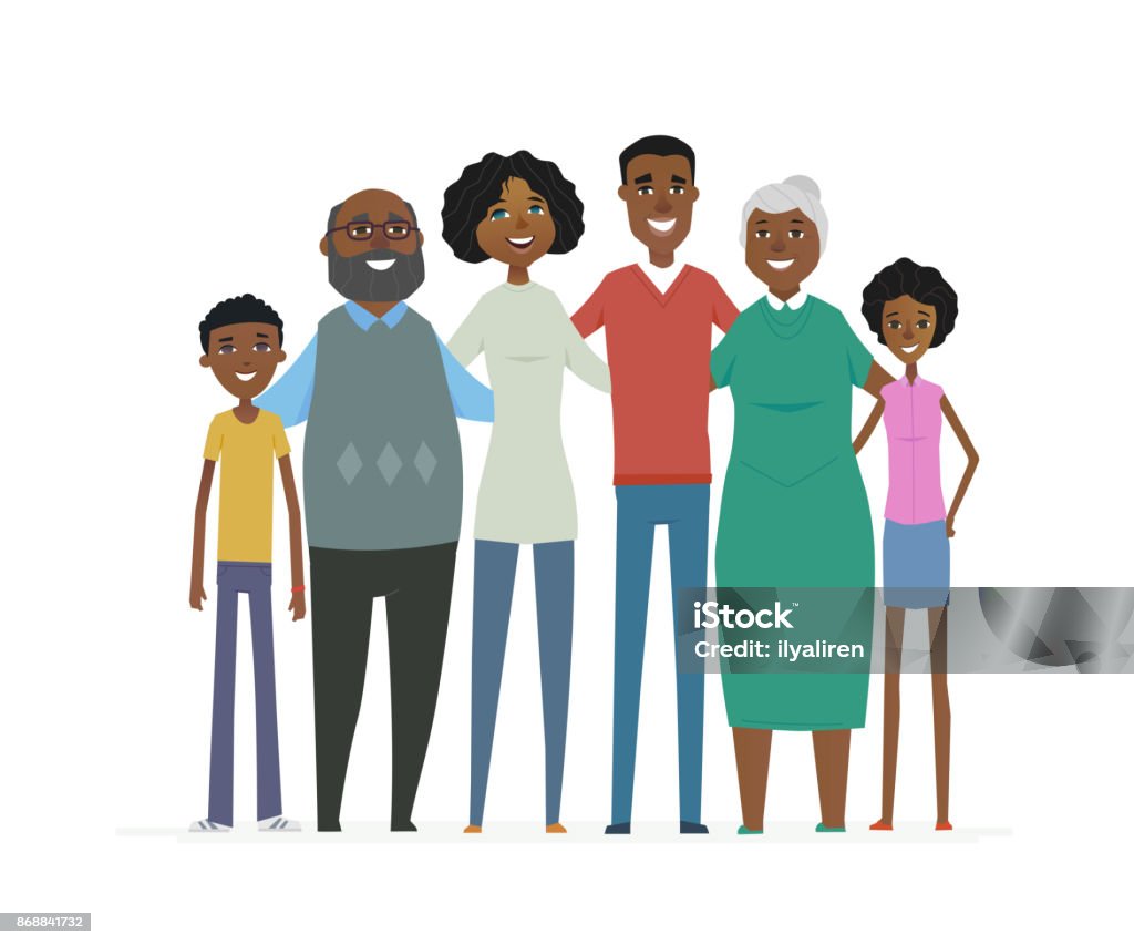 Happy African Family Cartoon People Characters Isolated Illustration Stock  Illustration - Download Image Now - iStock