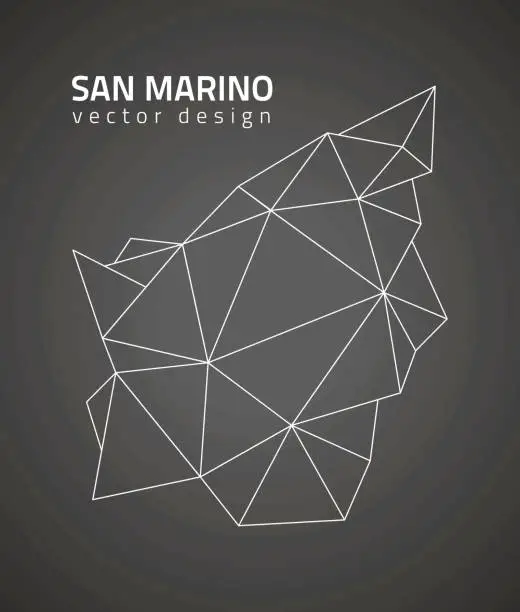 Vector illustration of San Marino black vector outline polygonal triangle map