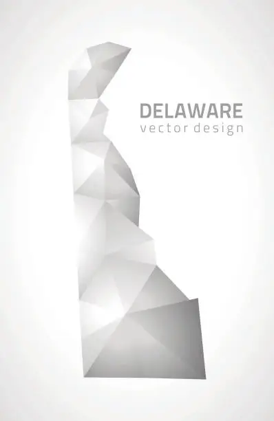 Vector illustration of Delaware grey polygonal 3d vector mosaic triangle modern map