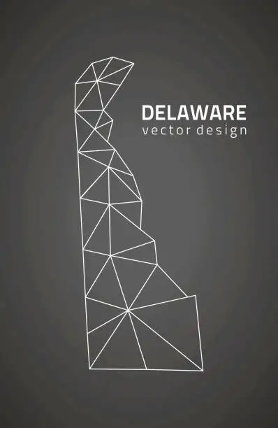 Vector illustration of Delaware black vector polygonal map