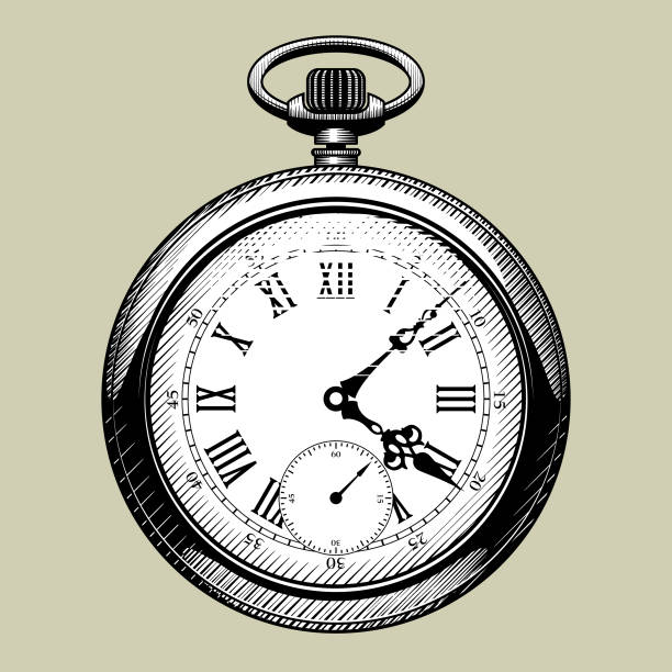 ilustrações, clipart, desenhos animados e ícones de mostrador de relógio antigo. relógio de bolso retrô - pocket watch watch clock pocket