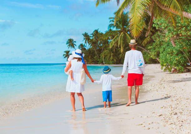 istock happy family with kids walk on beach 868871372