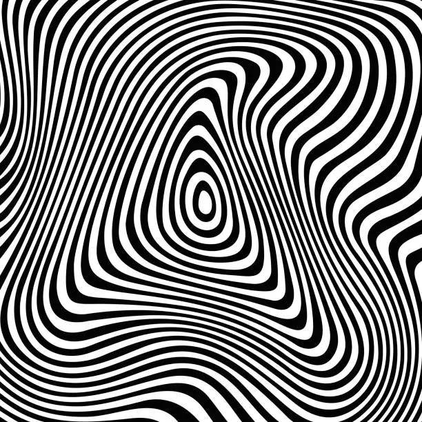 Vector illustration of Black and White Line Wave Abstract Background