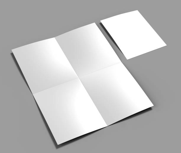istock French fold a4 a5 square brochure flyer leaflet for mock up and template design. Blank white 3d render illustration. 868879968