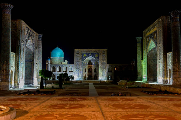 istock Panoramic view of Registan square at night - Samarkand, Uzbekist 868880046