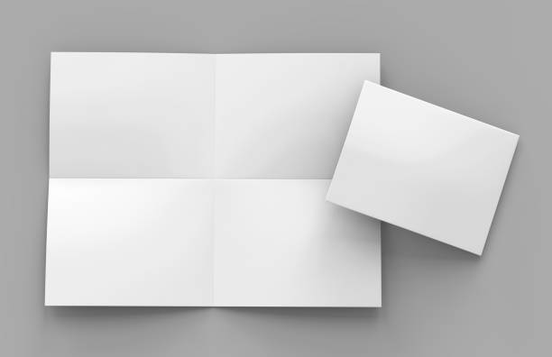 istock French fold a4 a5 square brochure flyer leaflet for mock up and template design. Blank white 3d render illustration. 868880704