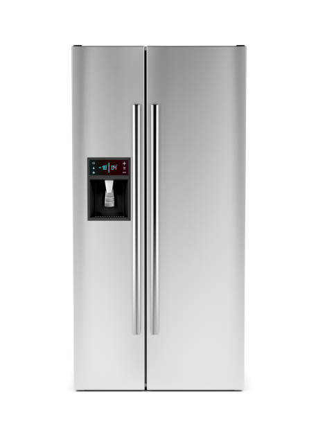 Front view of side-by-side refrigerator stock photo