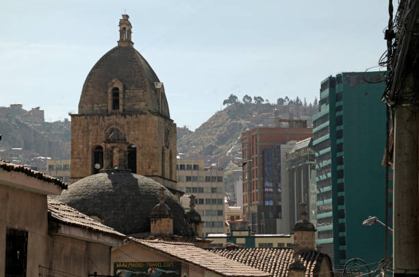 A church and other buildings in the city of La Paz, Bolivia