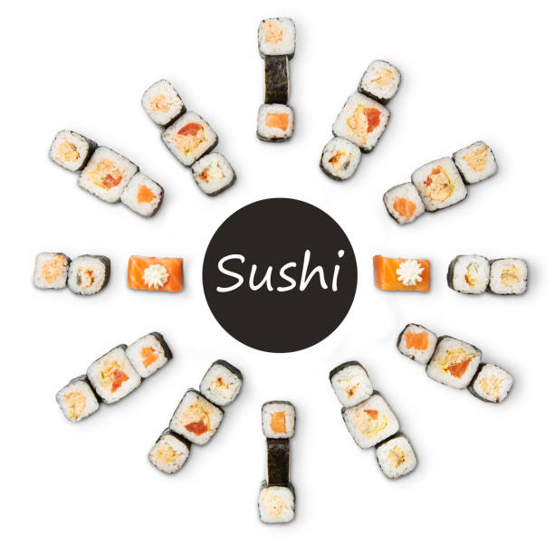 istock Set of sushi, maki and rolls isolated on white background 868883986