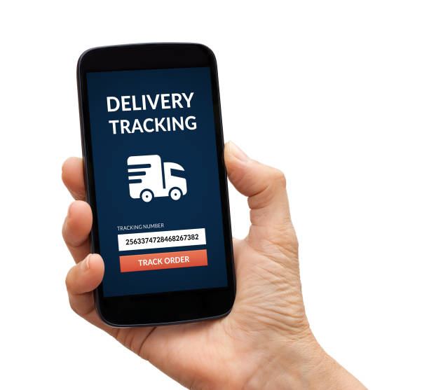 istock Hand holding smart phone with delivery tracking concept on screen 868891712