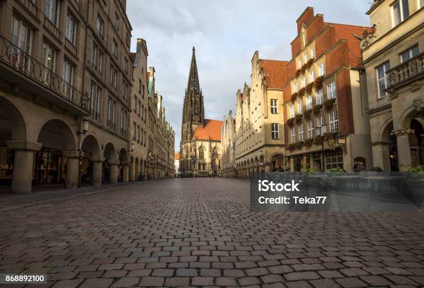 Historic Prinzipalmarkt In Muenster Germany Stock Photo - Download Image Now - Muenster - Germany, Architecture, Autumn