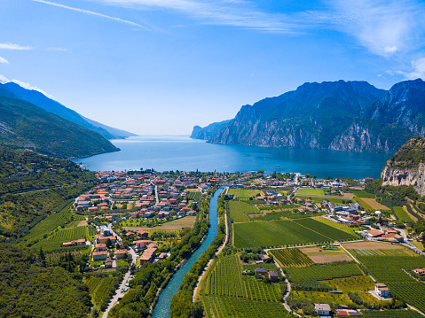 Lake of Garda aerial view in Italy