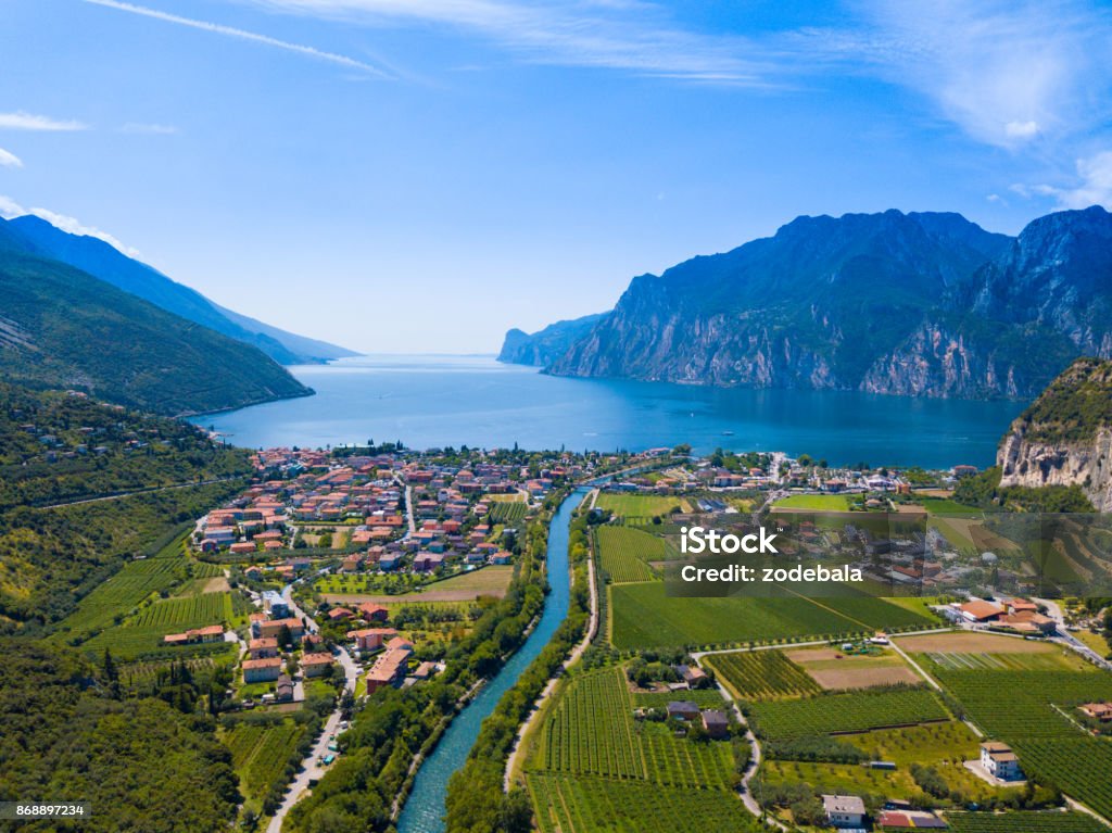 Lake of Garda, Trentino, Italy Lake of Garda aerial view in Italy Lake Garda Stock Photo
