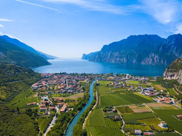 Lake of Garda aerial view in Italy