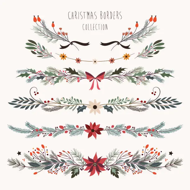 Vector illustration of Christmas decorative branches