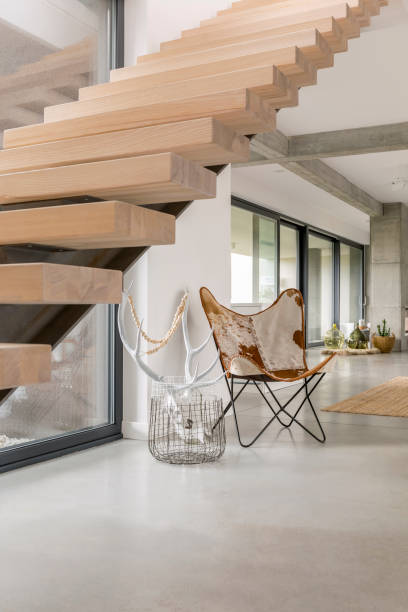 istock Wooden stairs in modern house 868907460