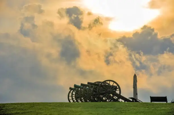 Battery of cannon with Stormy background at Antietam National Battlefield