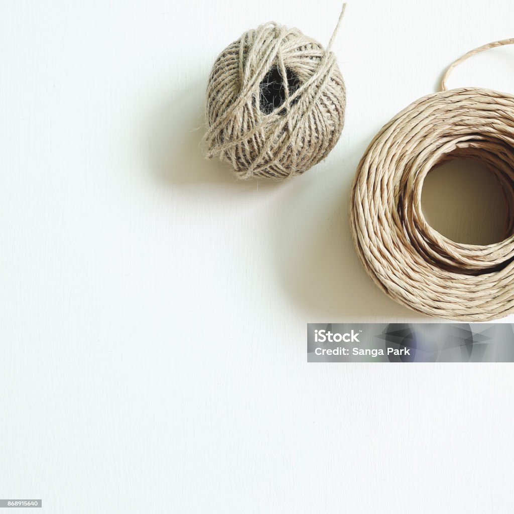 Brown String Isolated On White Background Stock Photo - Download Image Now  - Above, Abstract, Birthday - iStock