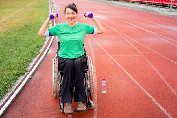 istock Disabled girl on a stadium 868915894