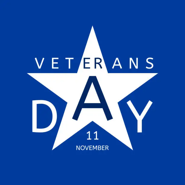 Vector illustration of Veterans Day emblem in the form of a blue star