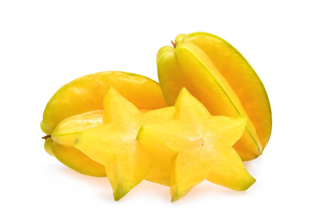 stella mela frutta tropicale isolata su sfondo bianco - starfruit foto e immagini stock