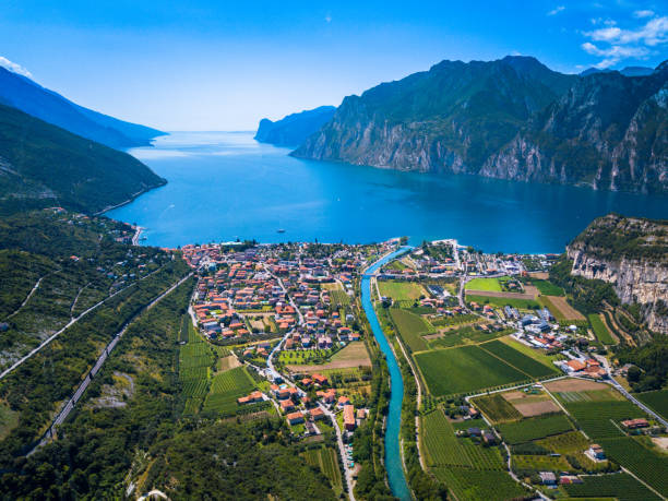 Lake of Garda Panorama, Trentino, Italy Lake of Garda aerial view in Italy lake garda photos stock pictures, royalty-free photos & images