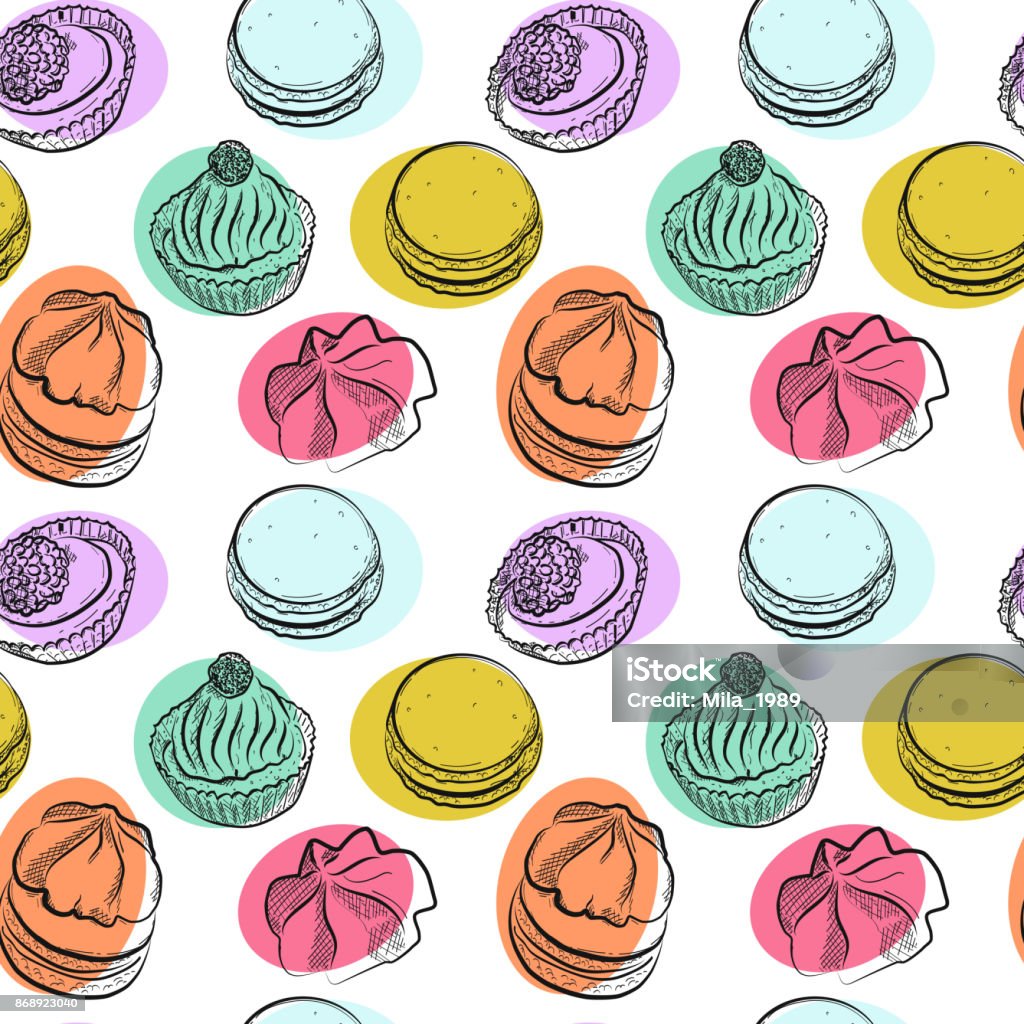 Seamless pattern with different sweet cakes Seamless pattern with different sweet cakes, vector illustration France stock vector