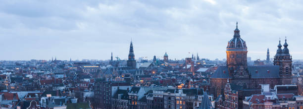 istock Panorama cityscape at twilight of Amsterdam 868923474
