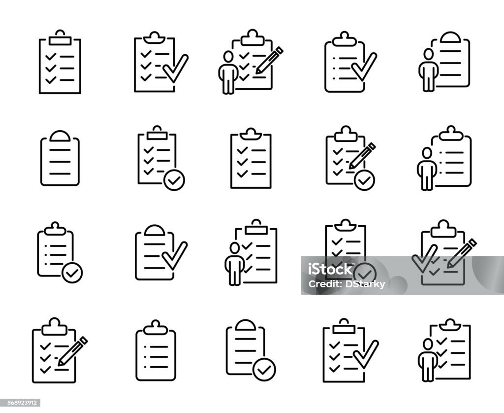 Simple set of clipboard related outline icons Simple set of clipboard related outline icons. Elements for mobile concept and web apps. Thin line vector icons for website design and development, app development. Premium pack. Icon Symbol stock vector