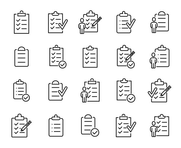 Simple set of clipboard related outline icons Simple set of clipboard related outline icons. Elements for mobile concept and web apps. Thin line vector icons for website design and development, app development. Premium pack. condition stock illustrations