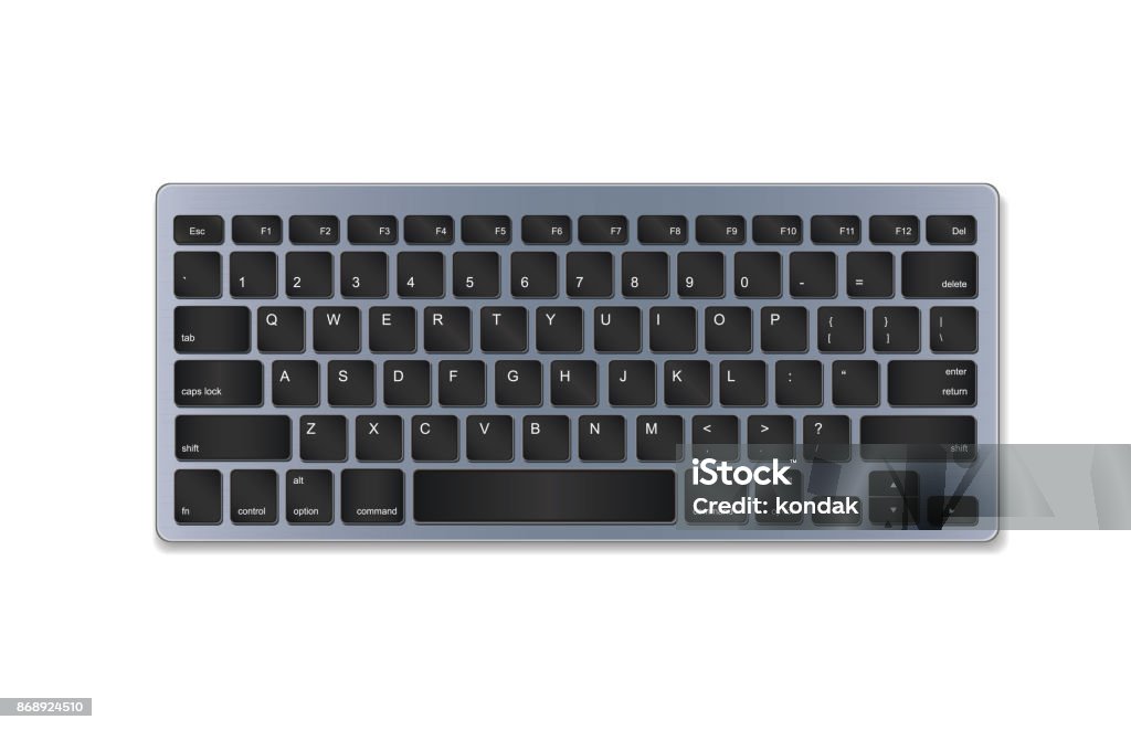 Keyborad Button R Gray Grey Plastic Keyboard With Black Buttons Isolated On White Background ...