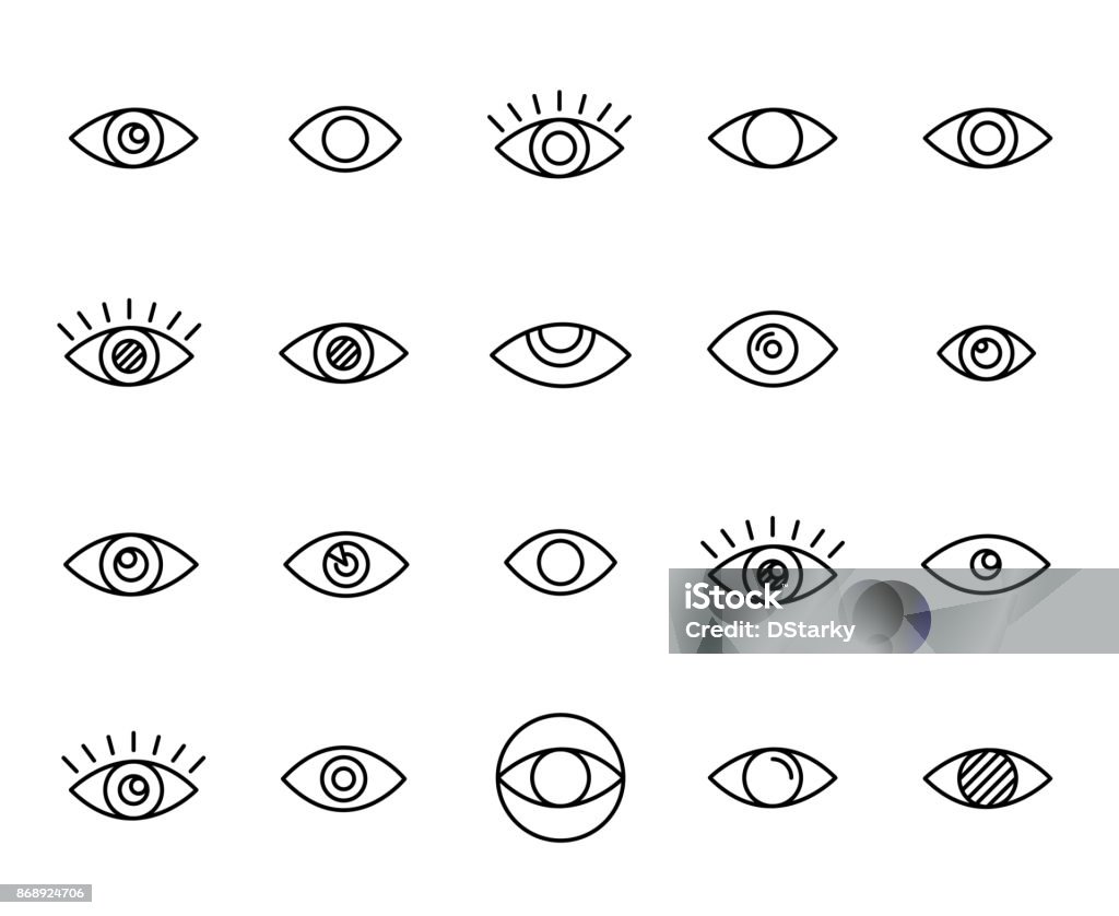 Premium set d’icônes ligne oculaire - clipart vectoriel de Oeil libre de droits