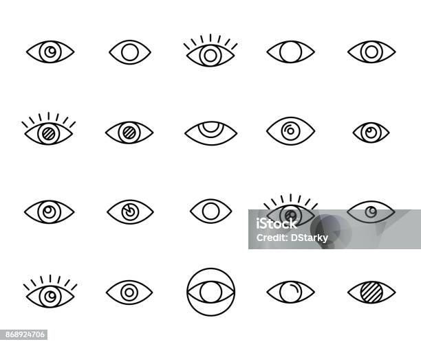 Premium Set Dicônes Ligne Oculaire Vecteurs libres de droits et plus d'images vectorielles de Oeil - Oeil, Icône, Vectoriel
