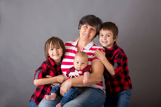 istock Family christmas portrait, isolated on gray, studio image 868927182