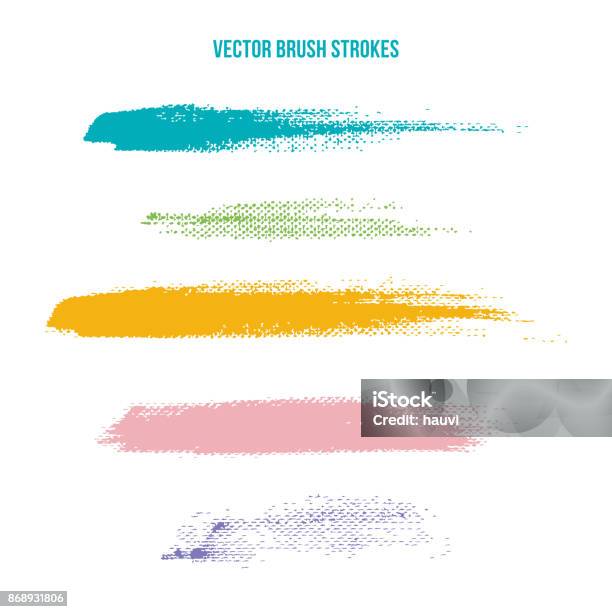 Colored Brush Strokes On Canvas Stock Illustration - Download Image Now - Brush Stroke, Paint, Canvas Fabric