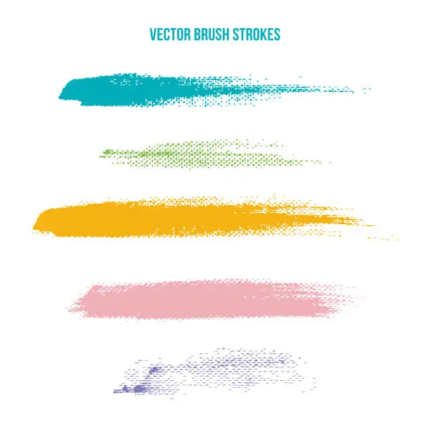 Vector illustration of colored brush strokes on canvas