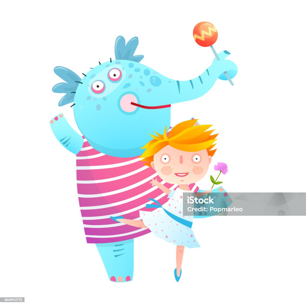 Little Girl And Pet Elephant Dancing Friends Stock Illustration - Download  Image Now - 2-3 Years, 4-5 Years, 6-7 Years - iStock