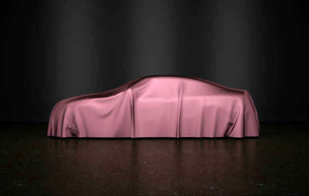 car covered cloth side view stock photo