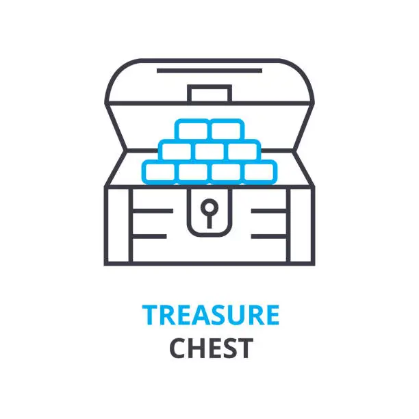 Vector illustration of treasure chest concept , outline icon, linear sign, line pictogram, , flat illustration, vector