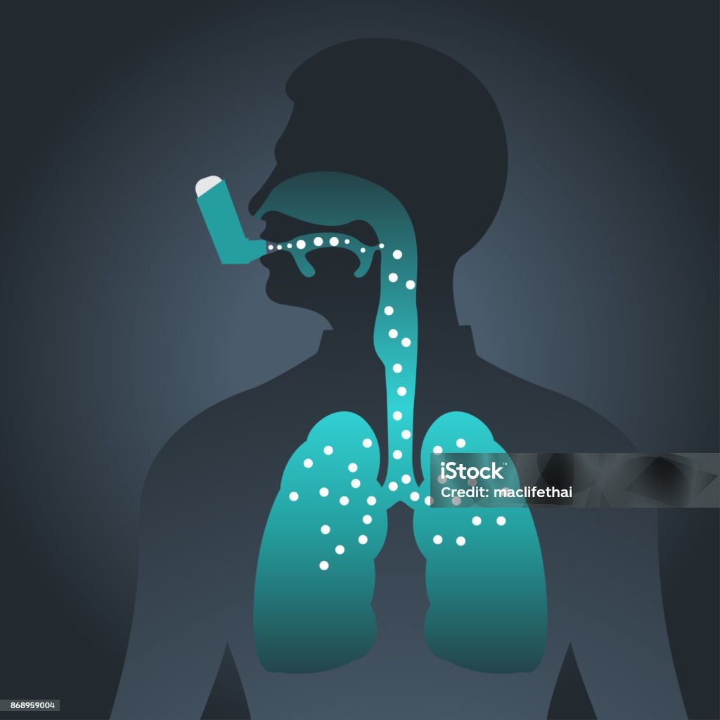 Asthma vector icon illustration Inhaling stock vector