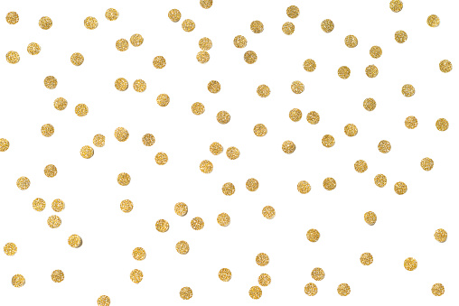 Gold glitter confetti paper cut on white background