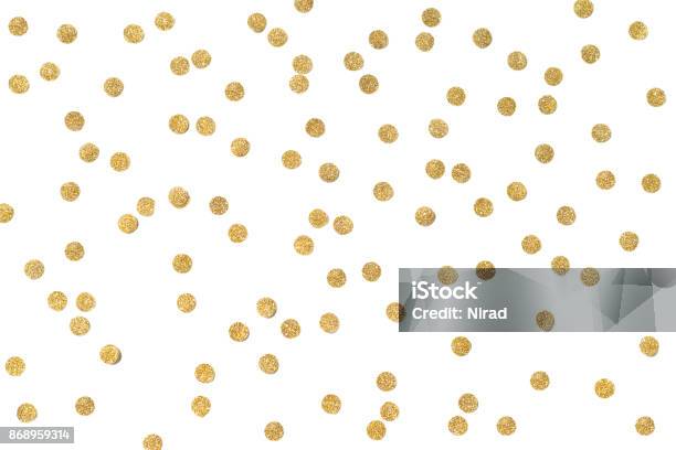 Gold Glitter Confetti Paper Cut On White Background Stock Photo - Download Image Now