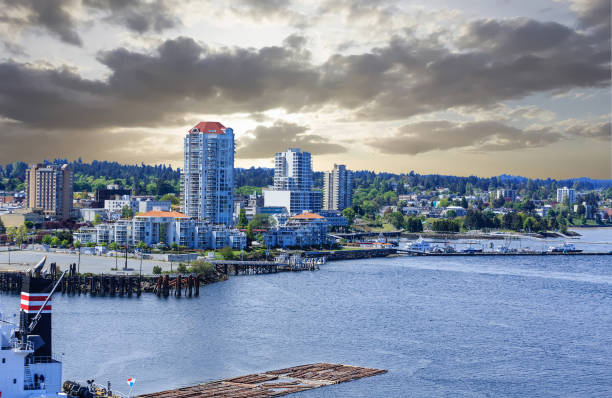 Nanaimo and Logging at Sunrise stock photo