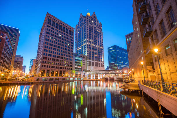istock Downtown Milwaukee skyline in USA 868971372